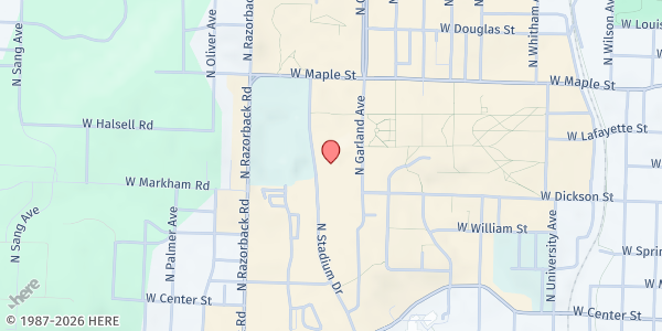 Map showing Full Circle Pantry - Univ. of Arkansas at 324 N. Stadium Dr., Fayetteville, AR