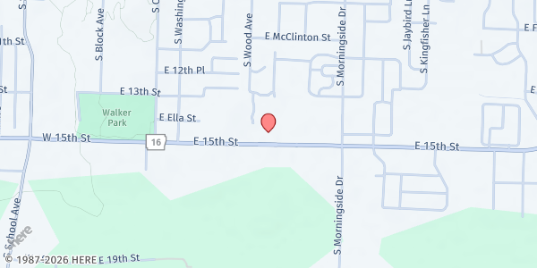 Map showing His Table Food Ministries at 550 E. 15th St., Fayetteville, AR