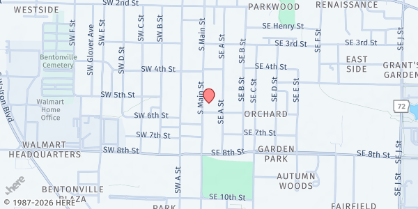 Map showing New Beginnings of NW Arkansas at 251 W. 19th St., Fayetteville, AR