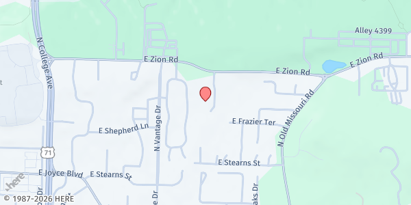 Map showing Park Lake Apartments at 1753 E. Zion Rd., Fayetteville, AR