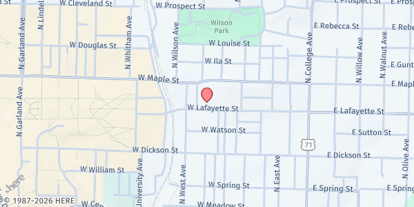 Map showing Second Mile Ministries at 315 W. Maple St., Fayetteville, AR