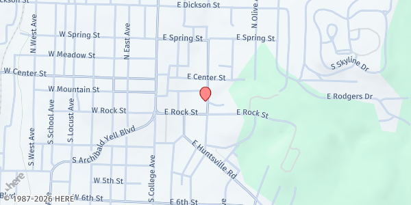 Map showing St. James Food Pantry at 115 S. Willow Ave., Fayetteville, AR