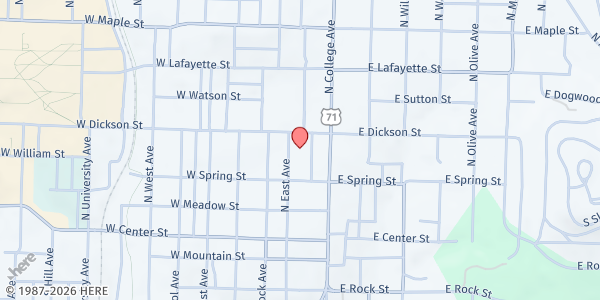 Map showing St. Paul's Episcopal Church at 224 N. East Ave., Fayetteville, AR