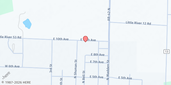 Map showing FBC Foreman at 915 Schuman St., Foreman, AR