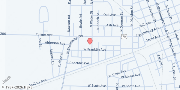 Map showing St. Francis County Food Pantry at 128 S. Water St., Forrest City, AR