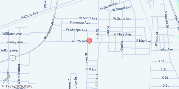 Map showing Victory Temple at 1009 Whitaker St, Forrest City, AR