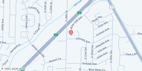 Map showing Cavanaugh Free Will Baptist Church - Food Distribution Center at 2825 Grinnell Ave, Fort Smith, AR