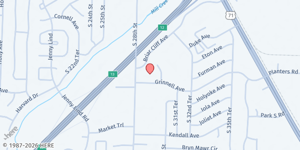 Map showing Cavanaugh Freewill Baptist at 2828 Briarcliff Ave., Fort Smith, AR