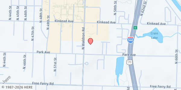 Map showing Central Christian Church at 400 N. Waldron Rd., Fort Smith, AR