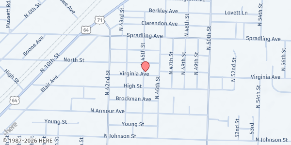 Map showing Faith Fellowship Tabernacle at 4501 Virginia Ave., Fort Smith, AR