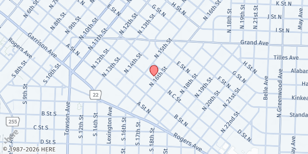 Map showing First United Methodist Church at 200 N. 15th St., Fort Smith, AR