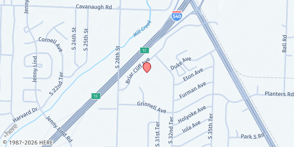 Map showing Harvest Time Tabernacle at 3100 Briarcliff Ave., Fort Smith, AR