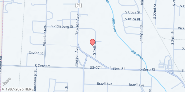 Map showing Liberty Fellowship - Food Distribution Center at 5704 S 14th St, Fort Smith, AR