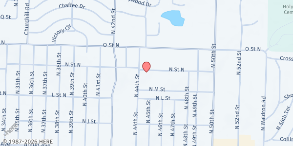 Map showing New Covenant International Christian Center at 4400 N. N St., Fort Smith, AR