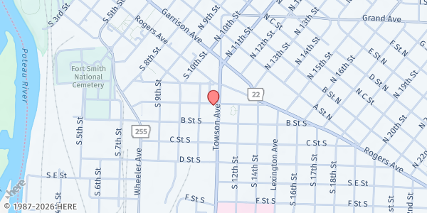 Map showing Remnant End Times Ministries, Inc. at 200 Towson Ave, Fort Smith, AR