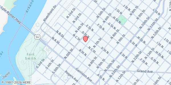 Map showing Salvation Army Fort Smith at 301 N. 6th St., Fort Smith, AR