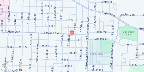 Map showing Southside Baptist Church at 2400 Dodson Ave., Fort Smith, AR
