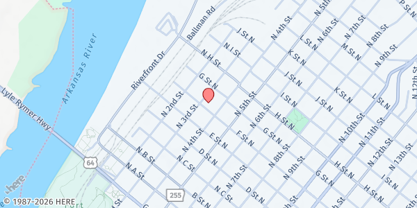Map showing St. Johns Episcopal Church at 317 N. F St., Fort Smith, AR