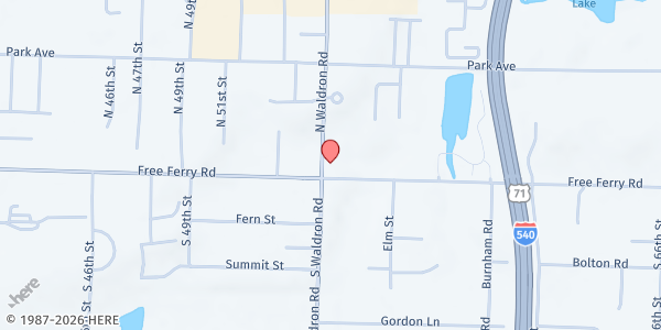 Map showing St. Luke Lutheran Church at 5401 Free Ferry Rd., Fort Smith, AR