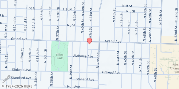 Map showing St. Paul United Methodist Church at 4100 Grand Ave., Fort Smith, AR