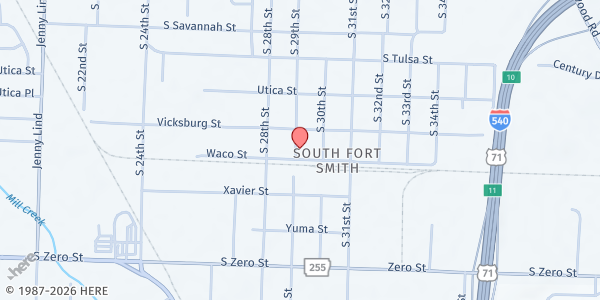 Map showing Vineyard Community Church at 5211 S. 29th St., Fort Smith, AR