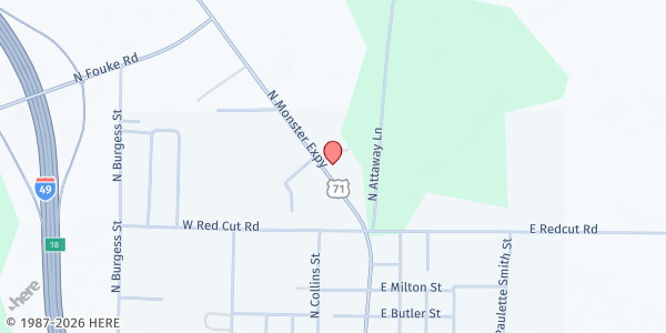 Map showing Fouke Food Pantry at 201 Lewis St., Fouke, AR