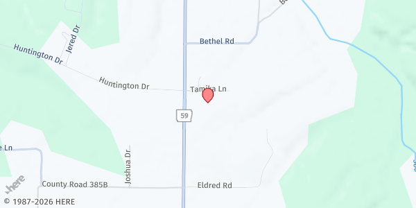 Map showing Share the Harvest Food Pantry at 11036 N. Hwy. 59, Gravette, AR