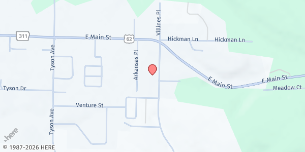 Map showing Bethel Agape Food Pantry at 1305 E. Main St., Green Forest, AR