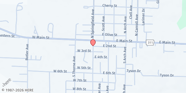 Map showing Green Forest Community Food Pantry at 200 S Springfield Ave, Green Forest, AR