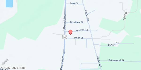 Map showing Greenbrier UMC Food Pantry at 2 Tyler St, Greenbrier, AR