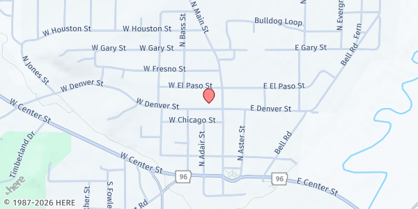 Map showing Asbury Church - Food Pantry at 10 W Denver St, Greenwood, AR