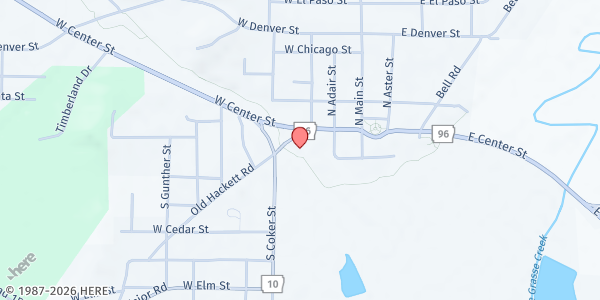 Map showing Betty Wilkerson Activity Center at 125 W. Center St., Greenwood, AR