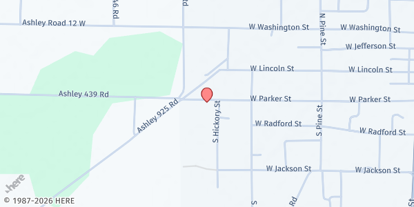 Map showing Full Gospel Church Outreach Ministry at 909 W Parker St, Hamburg, AR