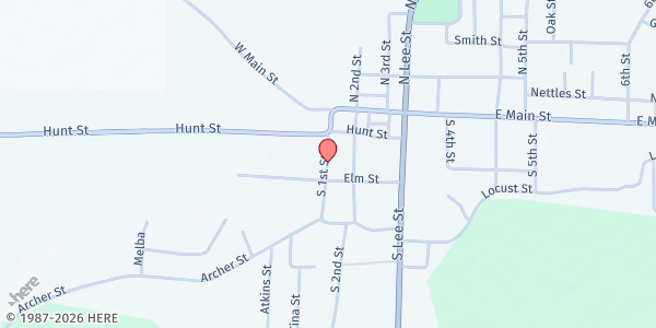 Map showing Hampton TEFAP Distribution Site at S First Street (Hampton Fairgrounds), Hampton, AR