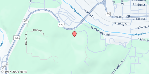 Map showing Hardy Food Room at 151 W. Wahpeton Hill Rd., Hardy, AR