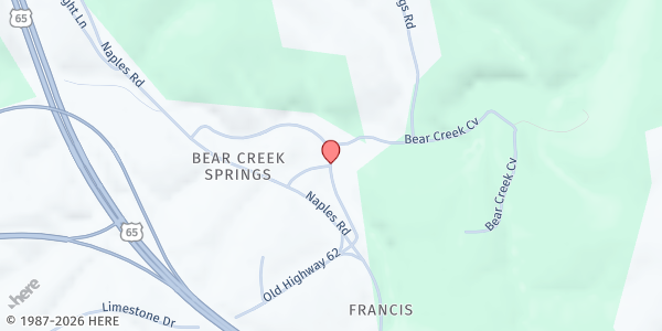 Map showing Bear Creek Spring Baptist Church at 179 Devitos Loop N., Harrison, AR