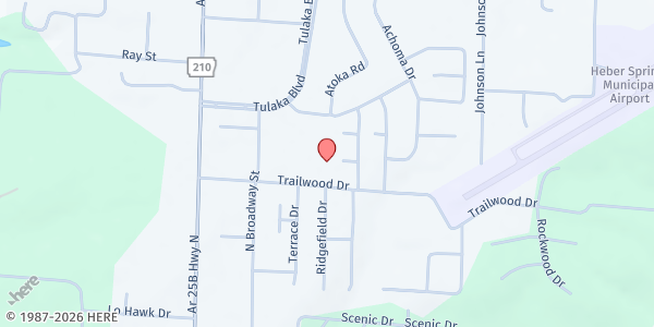 Map showing Cleburne County Aging at 320 Trailwood Dr., Heber Springs, AR