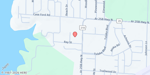 Map showing Cleburne County Cares Food Pantry at 2016 N Hwy 25B North, Heber Springs, AR