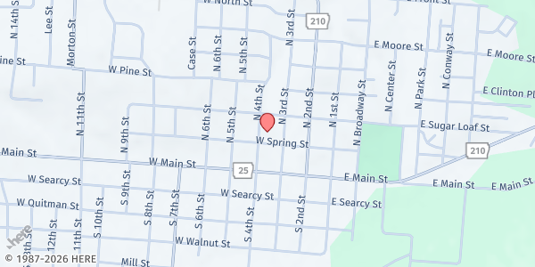Map showing First Baptist Church Heber Springs at 201 N 4th St, Heber Springs, AR