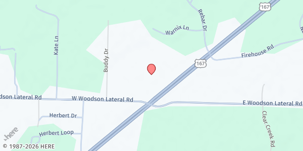 Map showing Cornerstone Fellowship Church at 210 W. Woodson Lateral Rd., Hensley, AR