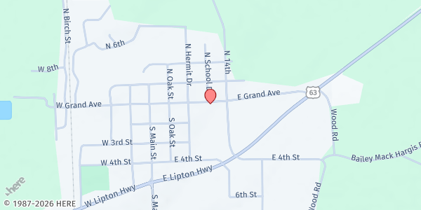 Map showing Hermitage Helping Hands at 406 E Grand Ave, Hermitage, AR