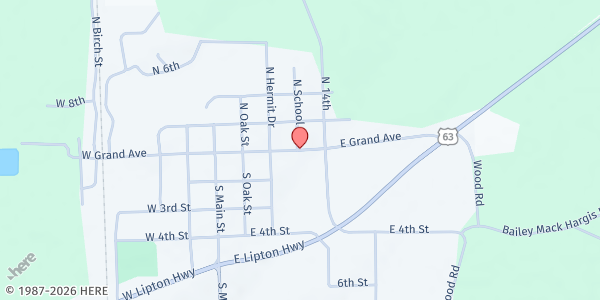 Map showing Hermitage Helping Hands at 405 East Grand Avenue, Hermitage, AR