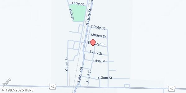 Map showing Hickory Ridge United Methodist Church at 509 CR 115, Hickory Ridge, AR