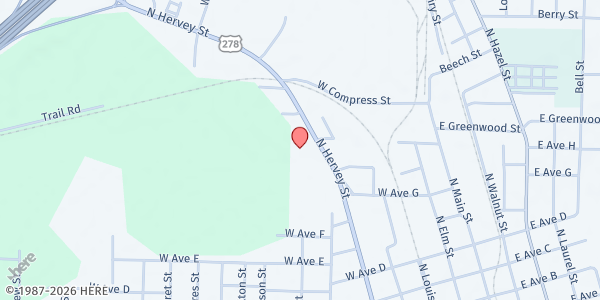 Map showing Bread of Life- Grace Life Fellowship of Hope at 814 N. Hervey St., Hope, AR