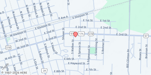 Map showing Our Lady of Good Hope Church at 315 S. Walker St., Hope, AR