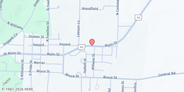 Map showing First Baptist Church at 207 Hazard St., Horatio, AR