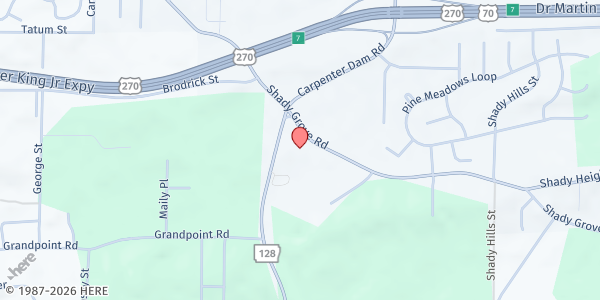 Map showing Creekside Community Church Pantry at 1010 Shady Grove Rd, Hot Springs, AR