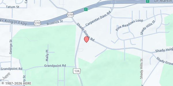 Map showing Creekside Community Church Pantry at 1010 Shady Grove Rd., Hot Springs, AR