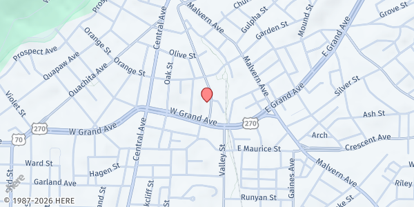 Map showing Faith Pointe Ministries at 700 Richard St., Hot Springs, AR