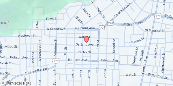 Map showing Gospel Light Church at 600 Garland Ave., Hot Springs, AR